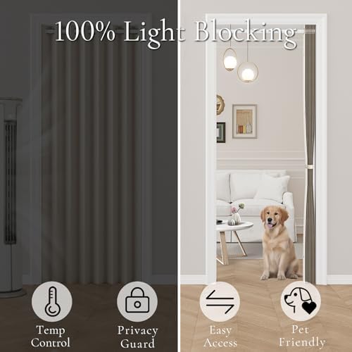 Pleated Folding Door Curtains - Blackout Panel for Bedroom Living Room Closet