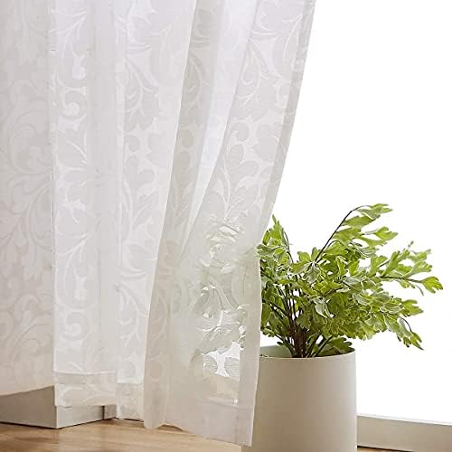 White Sheer Window Curtain Panels Set for Living Room 54x84x2