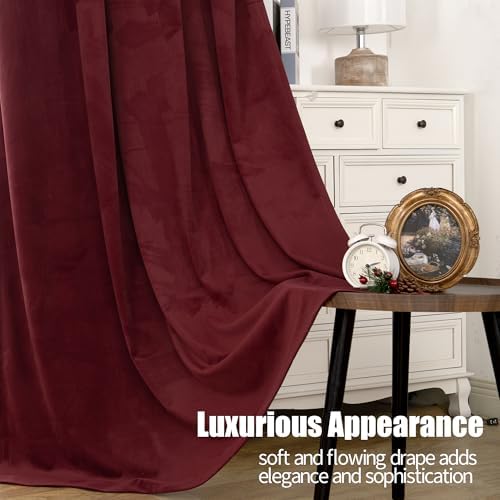 YoungsTex Burgundy Velvet Curtains 84 Inch for Living Room and Bedroom