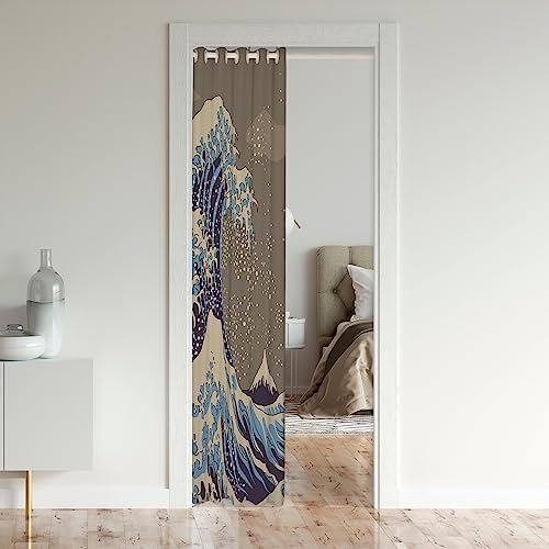 Japanese Ukiyoe Door Curtain for Privacy 34x80 Inch
