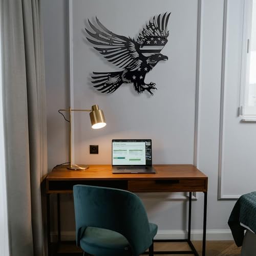 Patriotic Bald Eagle American Flag Metal Wall Art 40 Inch 1