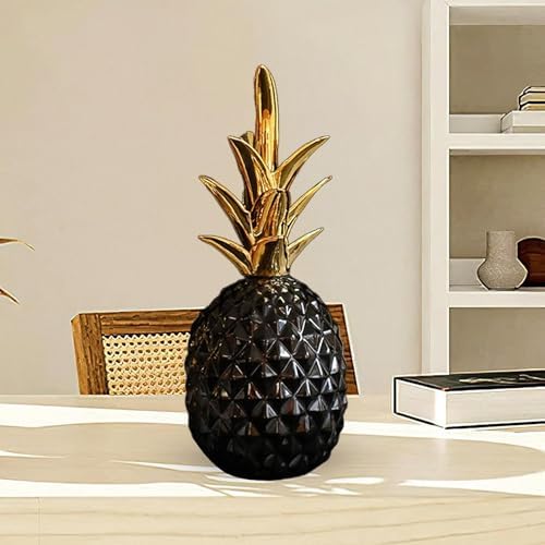Ceramic Pineapple Ornament for Home Office Party Decor - Black