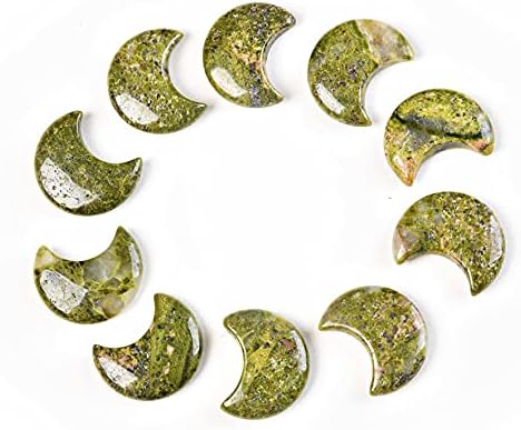 JIC Gem 10 Piece Moon Shape Unakite Crystal Set