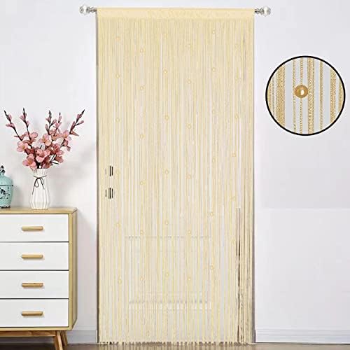 Beaded Curtain Door Divider with Telescopic Rod