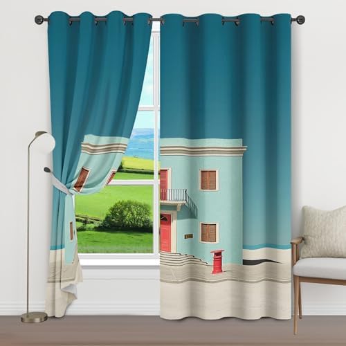 European Doorway Curtains 2 Panels - 52 x 63 Inch Grommet Curtains