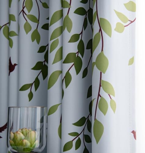 WPKIRA Blackout Curtains Birds Leaves Print 39x78 Inch 1 Panel