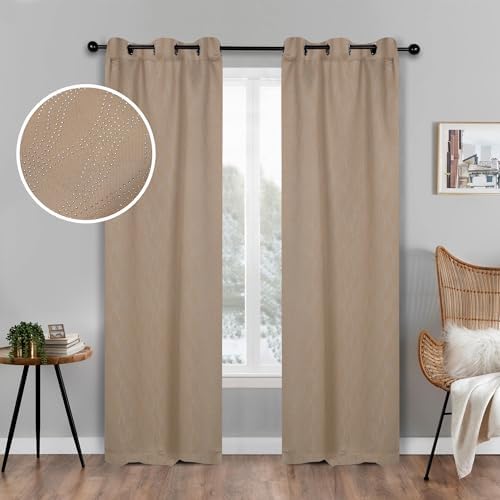 Superior Blackout Curtains Set of 2 Panels 42 x 84 Tan