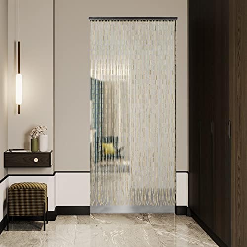 Natural Wood and Bamboo Beaded Curtain for Doorway