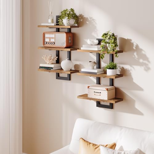 HOOBRO Floating Shelves Set of 2 3-Tier Wall Mounted Storage
