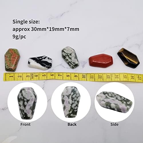 Carved Coffin Shaped Worry Stones Pendant Set Real Gemstone Healing Crystals 12pcs