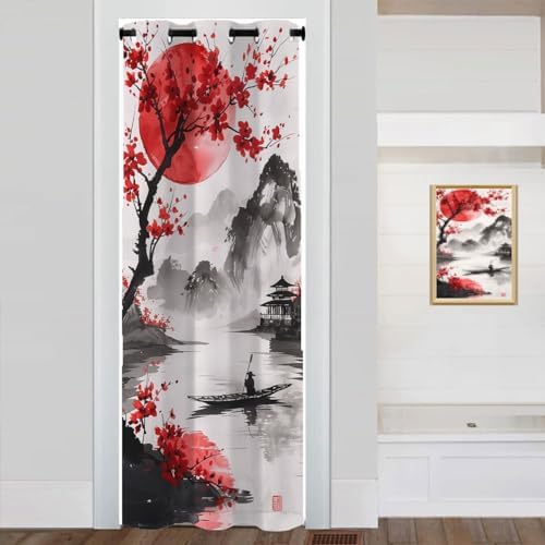 Japanese Cherry Blossoms Door Curtain 34W x 80L Panel