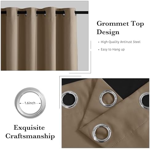 RYB HOME Blackout Door Curtain Panel Mocha