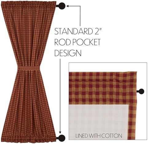 VHC Brands Burgundy Check Door Panel 72x40