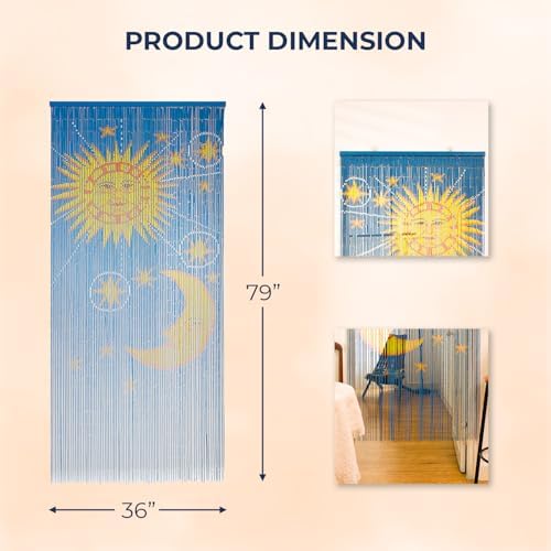 Moon Sun Beaded Wooden Curtain - Handcrafted for Boho Style