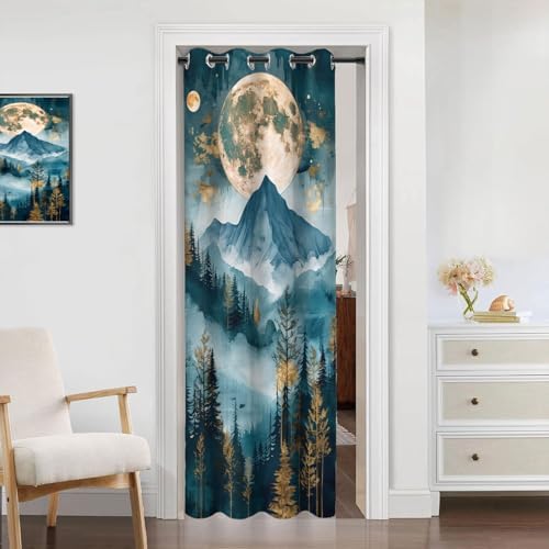 Abstract Forest Door Curtain for Privacy and Style