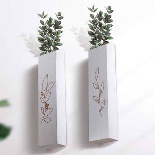 Wooden Wall Planter 4 Pack Farmhouse Decor White