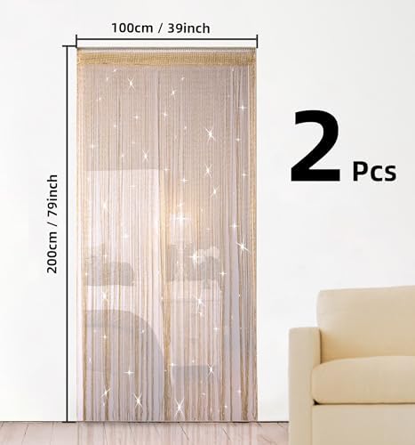 2PCS 39x79inch Glitter String Curtain Doorway Beads
