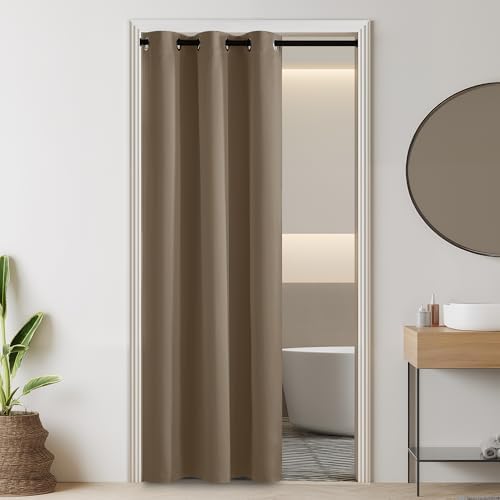 RYB HOME Blackout Door Curtain Panel Mocha
