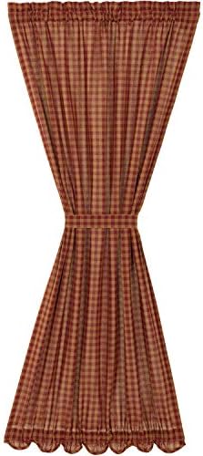 VHC Brands Burgundy Check Door Panel 72x40