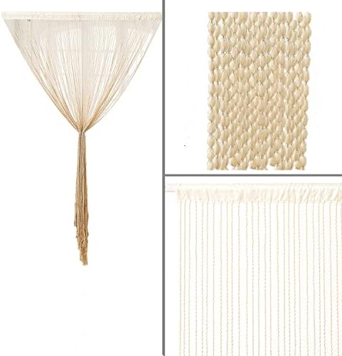Light Beige Spaghetti String Curtain 1 Panel