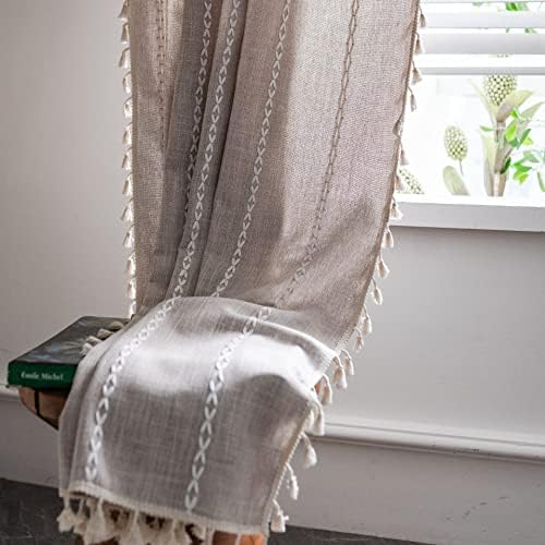 Light Brown Boho Curtain Panel 52x78 Inches