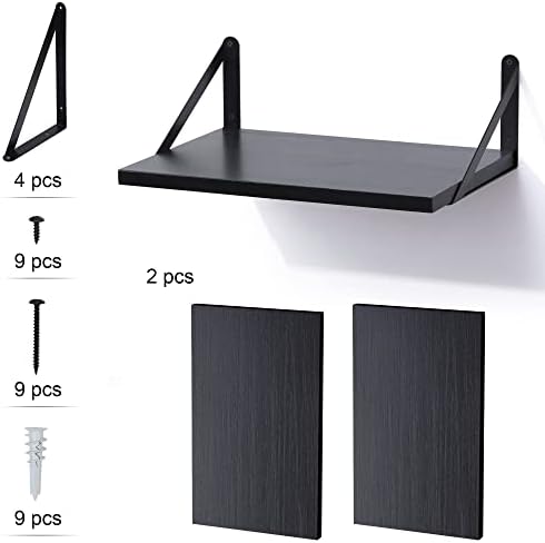 Marsmiles Black Floating Shelves Set of 2