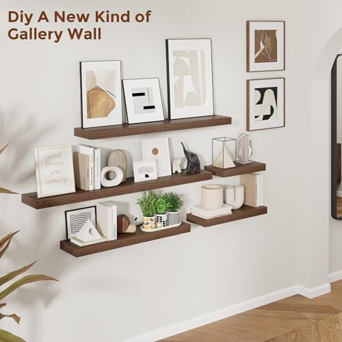 Heimlove 16 Inch Floating Shelves Set of 2 with Invisible Brackets