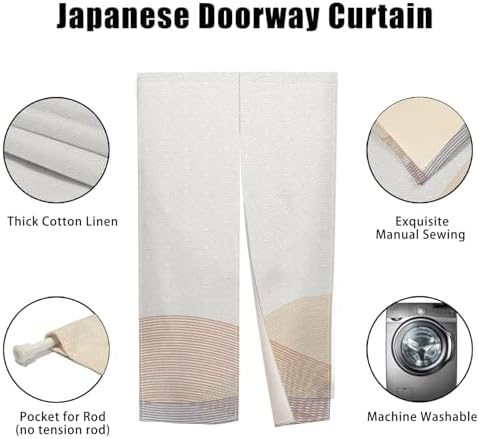 Japanese Noren Door Curtain Khaki Wave Design