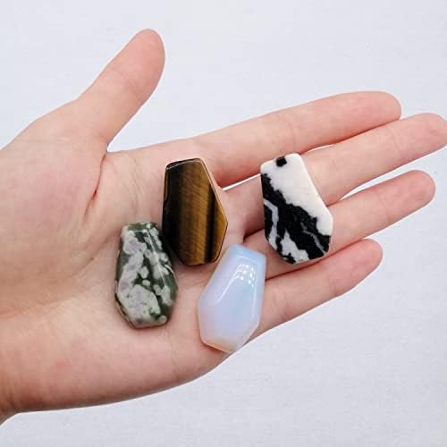 Carved Coffin Shaped Worry Stones Pendant Set Real Gemstone Healing Crystals 12pcs