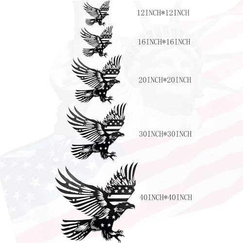 Patriotic Bald Eagle American Flag Metal Wall Art 40 Inch 1