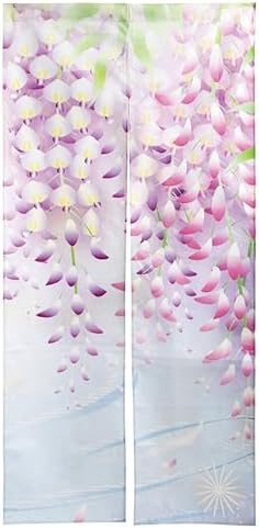 Noren Japanese Style Doorway Curtain with Wisteria Flowers Print