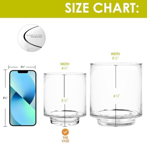 CYS EXCEL Clear Glass Hurricane Candle Holder Vase 55 x 45 Inch