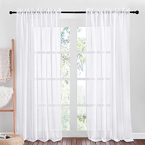 NICETOWN White Sheer Curtains for Sliding Glass Door