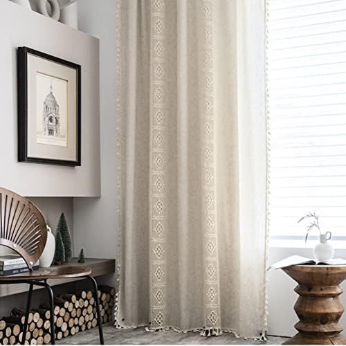 AMZALI Boho Curtains with Tassel Rod Pocket Panel