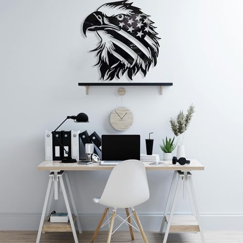 Patriotic Bald Eagle American Flag Metal Wall Art 40 Inches