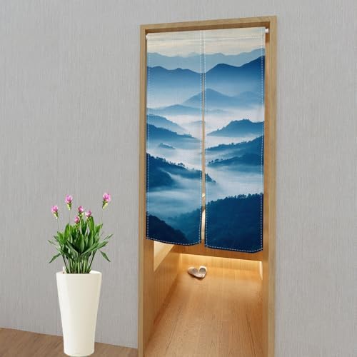 Mountain Japanese Noren Curtain for Privacy and Decor