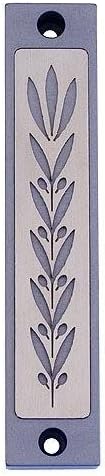 Agayof Wheat and Leaf Shin Mezuzah Set - Gray