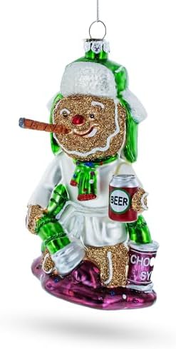 Gingerbread Party Blown Glass Christmas Ornament
