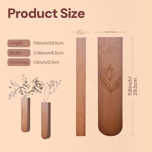 Wood Wall Vase Set of 2 for Dried Flowers and Faux Plants