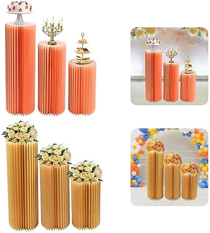 3PCS Cylinder Pedestal Stands for Wedding Party Decorations