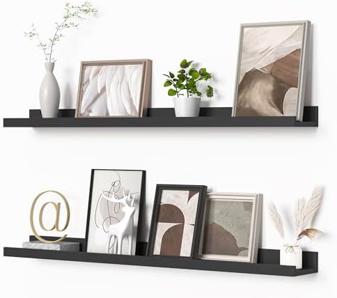 Heimlove Picture Ledge Shelf Set of 2 Black