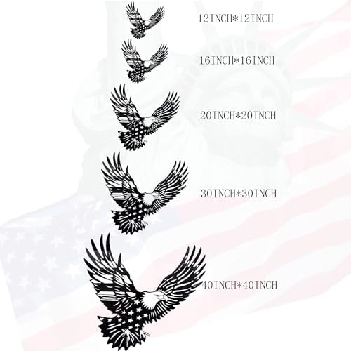 Patriotic Bald Eagle American Flag Metal Wall Art 30 Inch