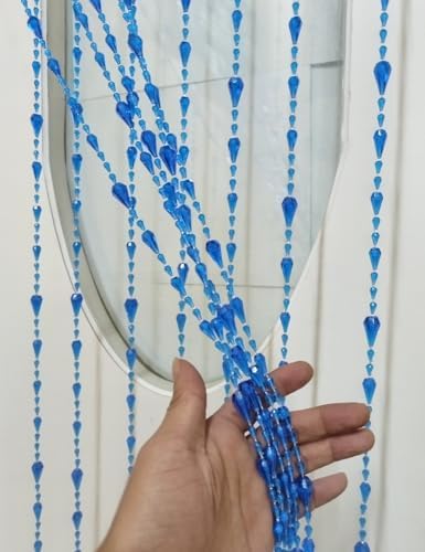 Dark Blue Beaded Curtain for Doorway and Room Divider