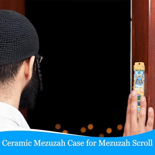 Majestic Giftware Ceramic Mezuzah Case with Jerusalem Design