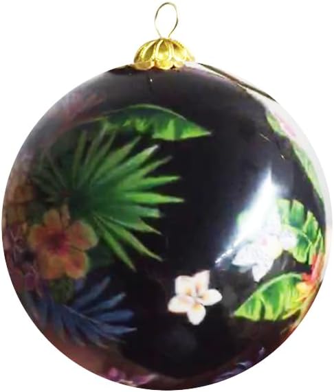 Hand Painted Hawaii Pineapple Tropical Flowers Christmas Tree Ornament