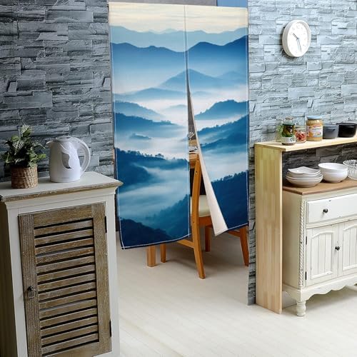 Mountain Japanese Noren Curtain for Privacy and Decor