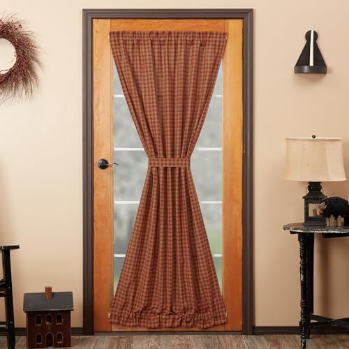 VHC Brands Burgundy Check Door Panel 72x40