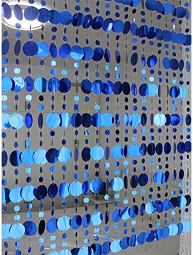 QueenBox 5Pcs 394in Round Sequin Curtain Blue