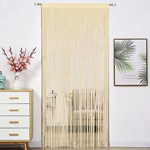 Beaded Curtain Door Divider with Telescopic Rod