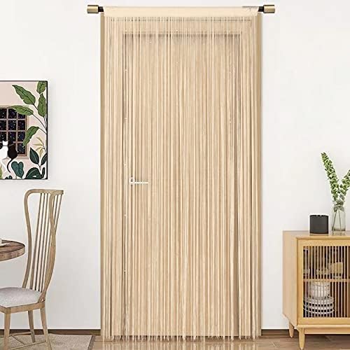 Beige Spaghetti String Curtain Panel 100x200cm